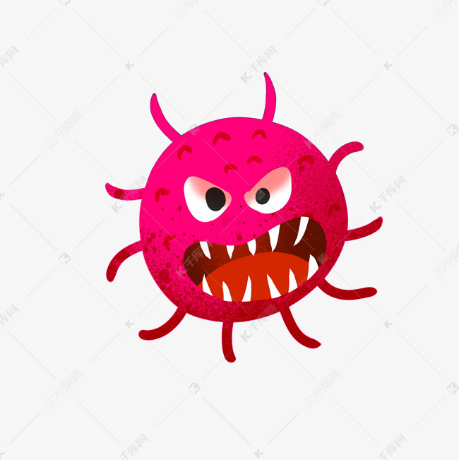 卡通手绘细菌病毒小怪兽