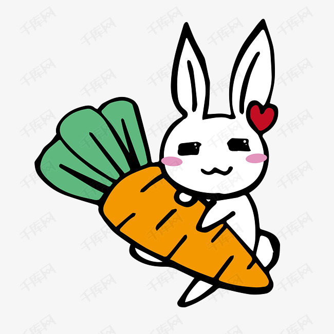 简笔画抱着胡萝卜的可爱小白兔矢