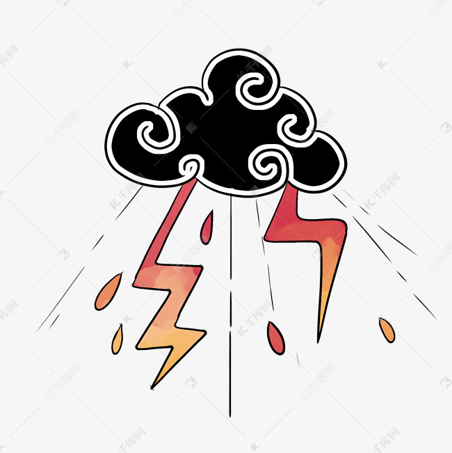 雷电纹身卡通插画