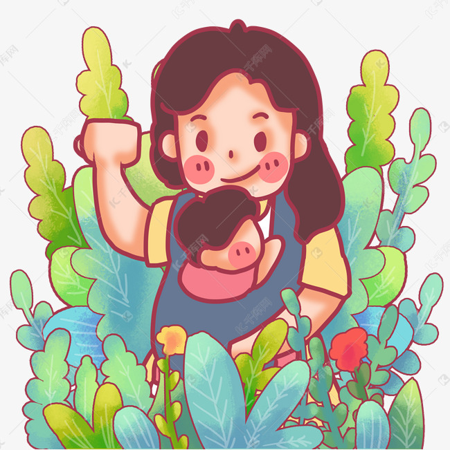 背着宝宝强壮的妈妈