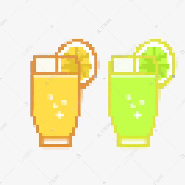 气泡饮料马赛克像素画png