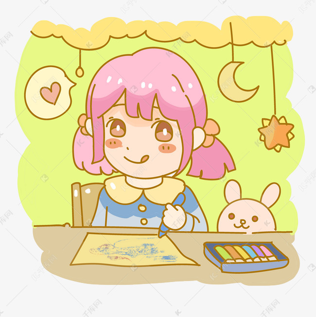 画画的小女孩