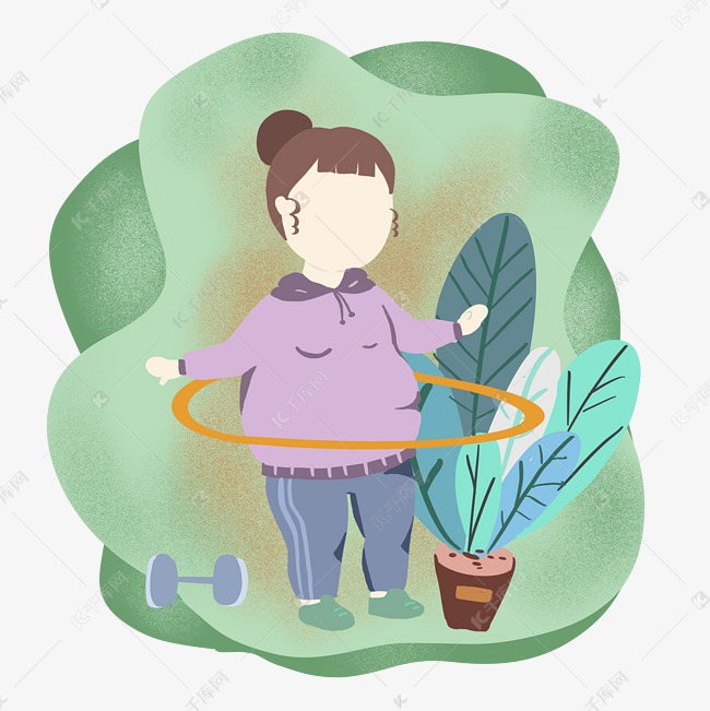 减肥矢量胖女孩免抠人物