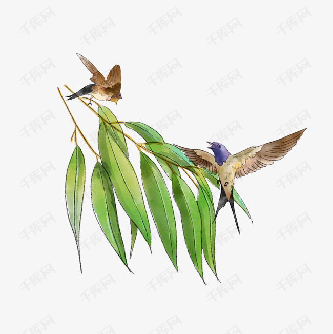 农历清明柳条燕子春燕png