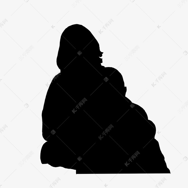 枕在母亲怀里剪影母亲节