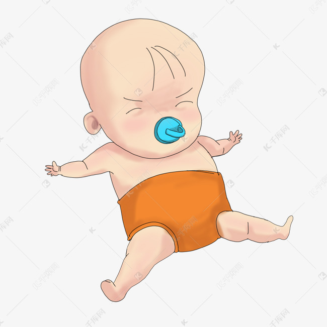 吃奶嘴的婴儿卡通插画