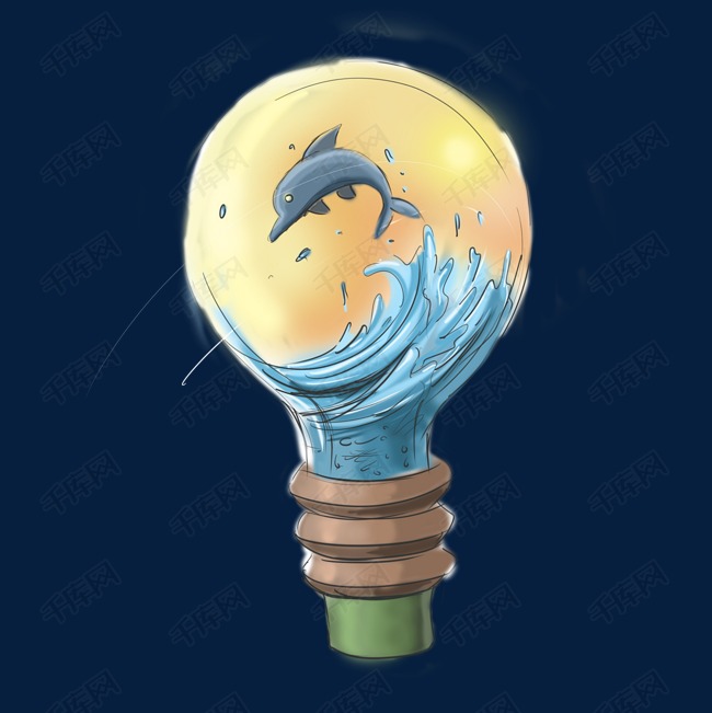 灯泡创意灯具卡通插画手绘