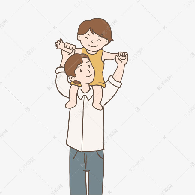 父亲节女儿在父亲肩上插画免抠元