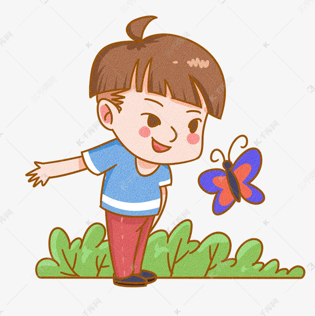 儿童节玩耍的男孩手绘