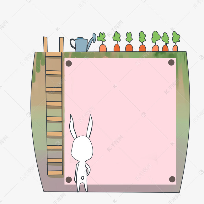可爱卡通小兔子边框素材图片免费下载-千库网