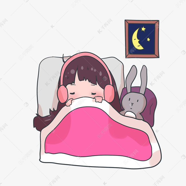 睡觉的小女孩插画素材图片免费下载-千库网
