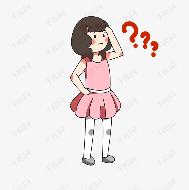 可爱卡通女孩问号png图片素材