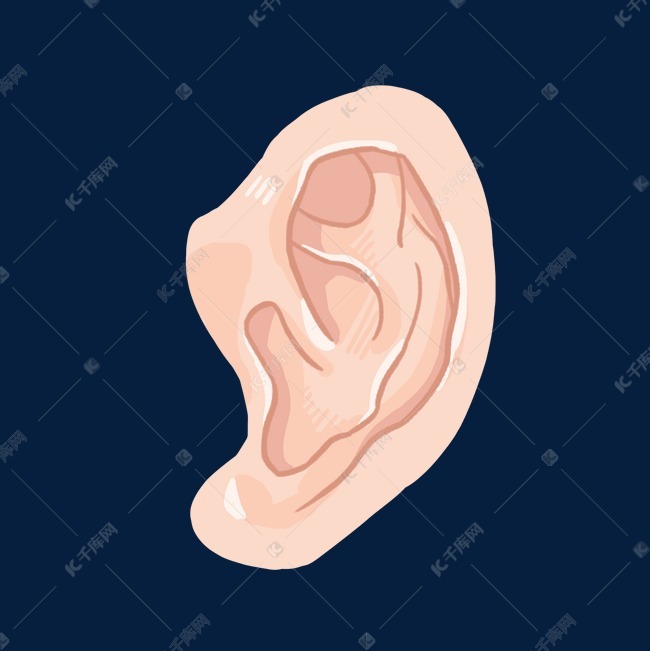 卡通人体耳朵插画