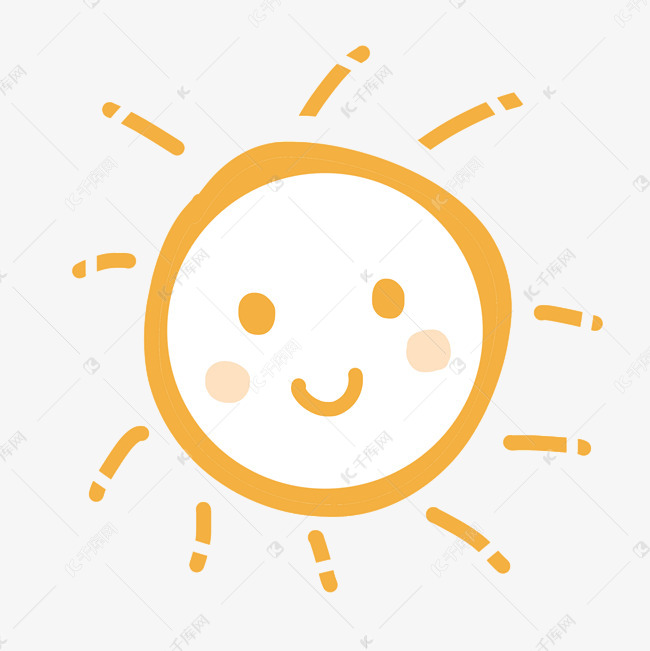 黄色线条太阳微笑卡通