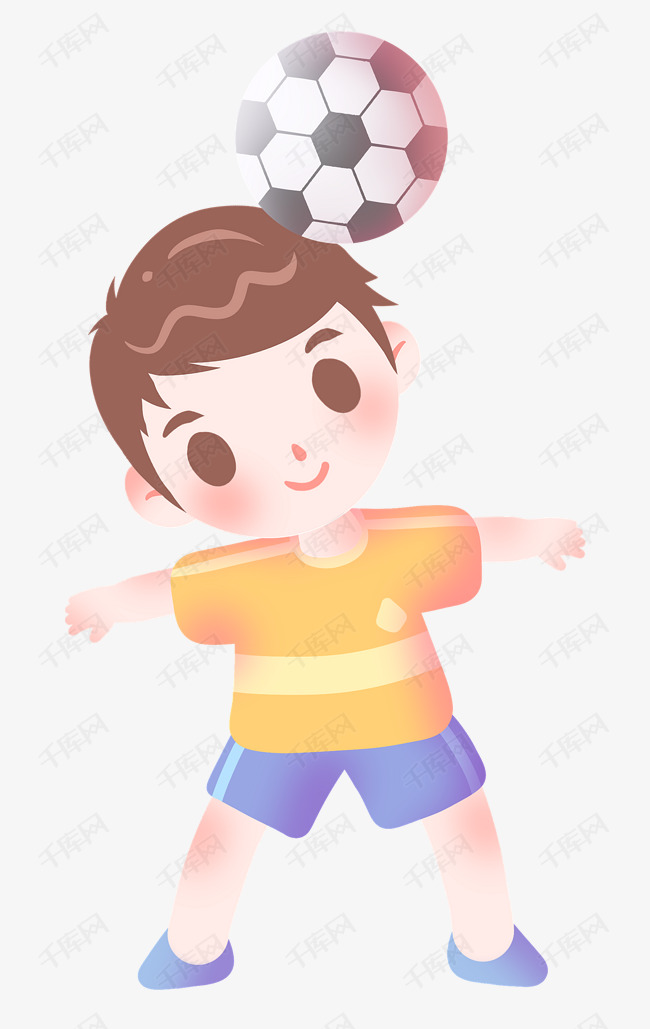 用头顶球的小男孩插画