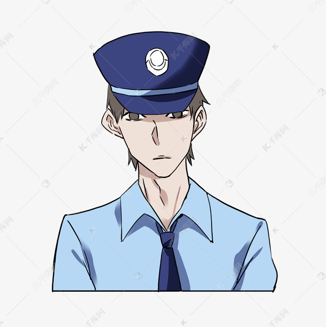 男性人民警察手绘写实