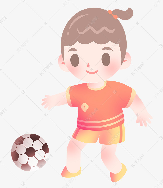 踢足球的小女孩插画