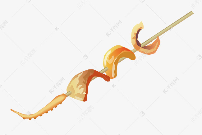 精美的卡通烤鱿鱼串