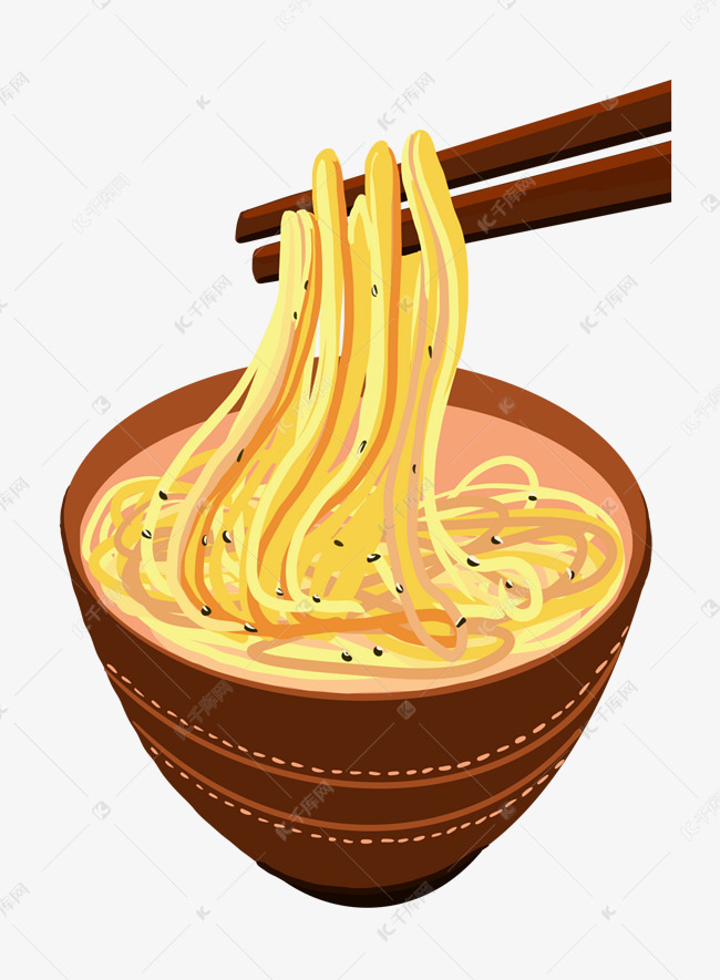 一碗面条美食插画