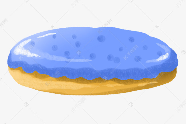 免抠元素 卡通食物插画 美味的蓝色饼干插画版权可商用有保障