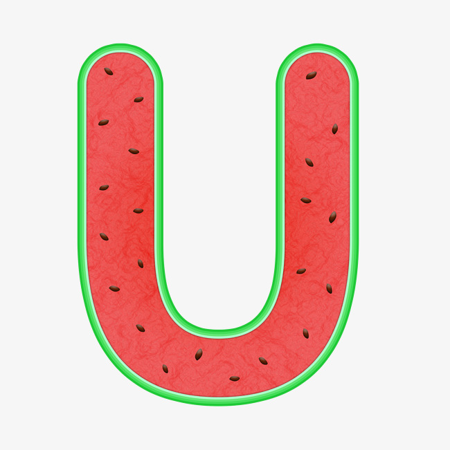 创意西瓜字母u_艺术字设计_千库网