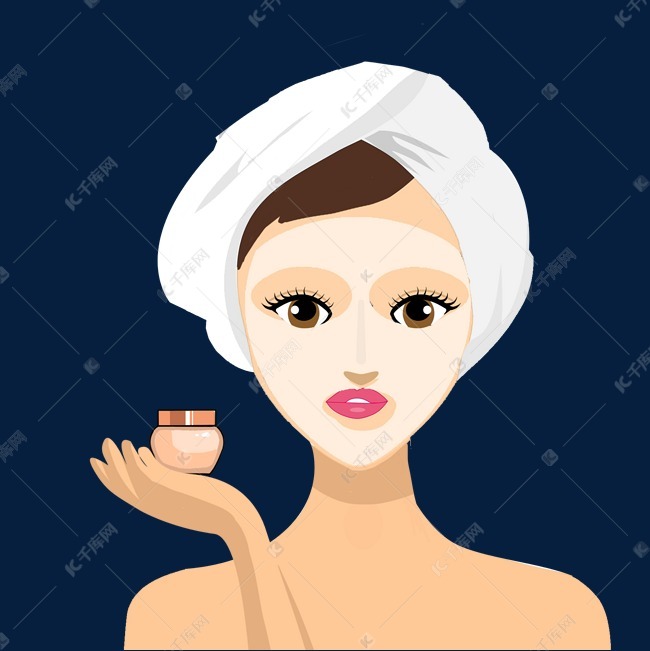 敷面膜女孩卡通插画