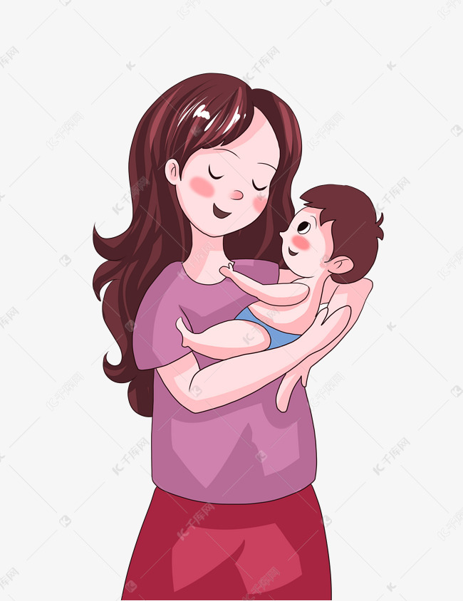 长发女性母亲节孩子