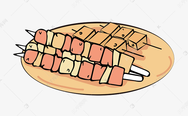美食烧烤烤串插画