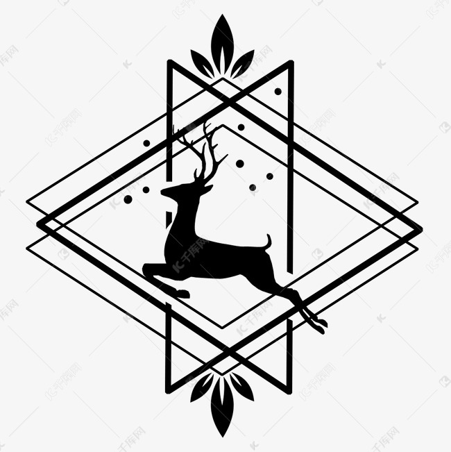 麋鹿黑白花臂图案