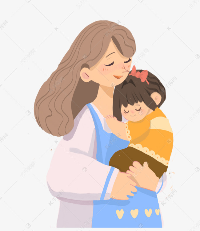 一个女人抱着孩子