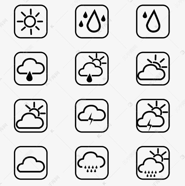 线型天气标志矢量图标icon