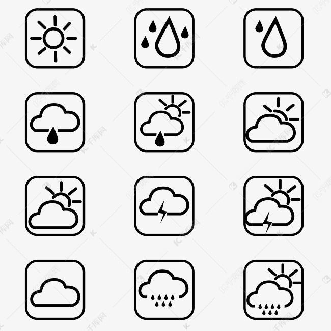 线型天气标志矢量图标icon