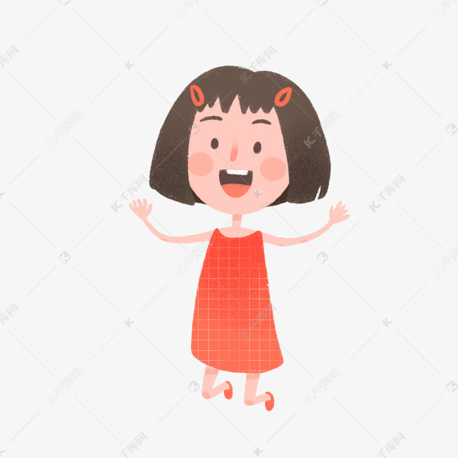 六一儿童节短发女孩全身卡通免抠