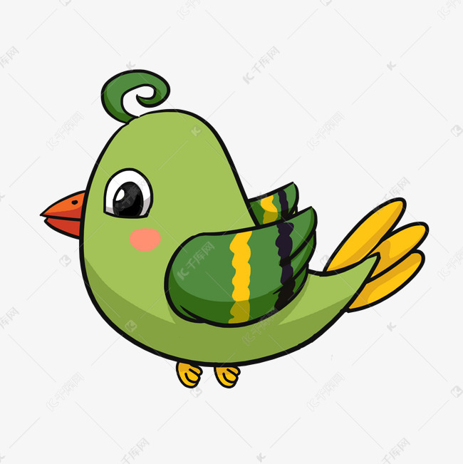 绿色卡通可爱小鸟