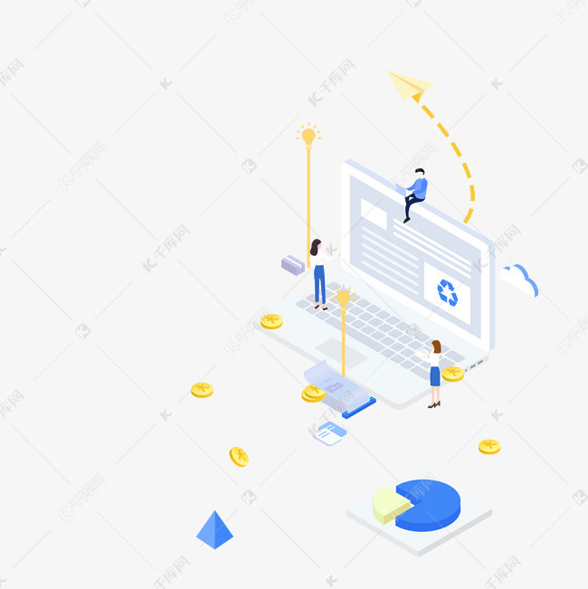 卡通灰色的电脑免抠图