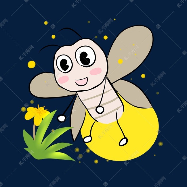 昆虫卡通萤火虫插画素材图片免费下载-千库网