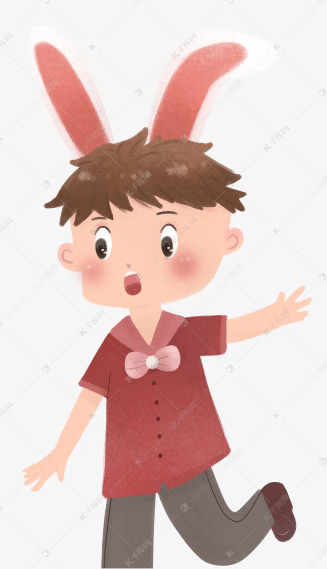 戴兔子耳朵的男孩