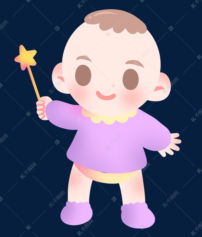 拿魔法棒婴儿插画