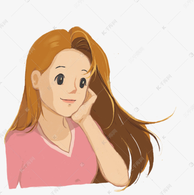 手绘卡通微笑的妈妈免扣元素