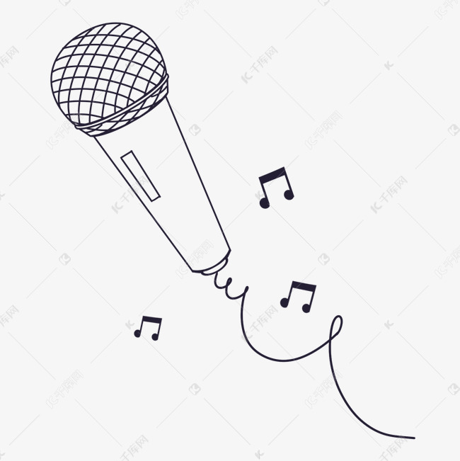手绘线条音乐话筒素材图片免费下载-千库网