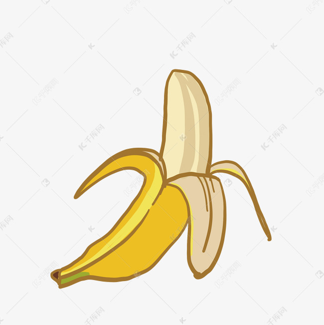 半剥皮饱满金黄色香蕉