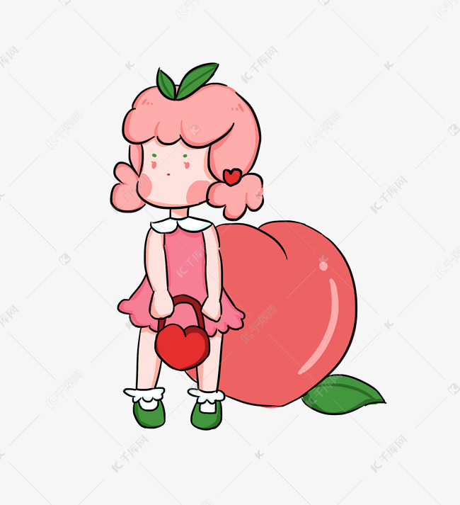 夏日水蜜桃女孩拟人卡通水果