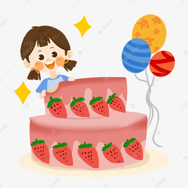 儿童节可爱女孩吃蛋糕png素材