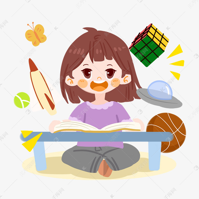 儿童节卡通女孩奇思妙想png素材