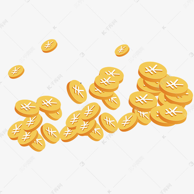 一堆金币卡通插画