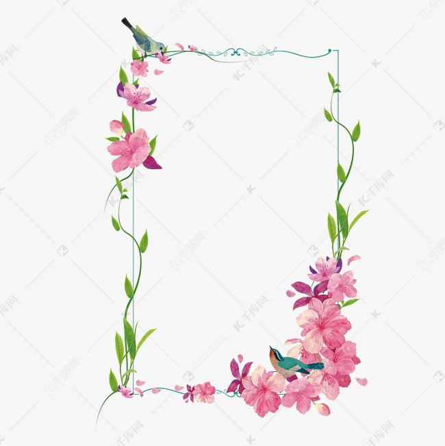 04-28发布,千库图片素材频道为唯美花朵小鸟边框png图片提供免费下载