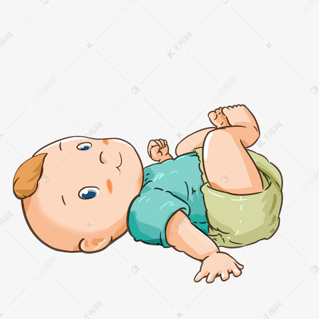 免抠元素 卡通婴儿 躺着婴儿宝宝 版权可商用有保障           编号