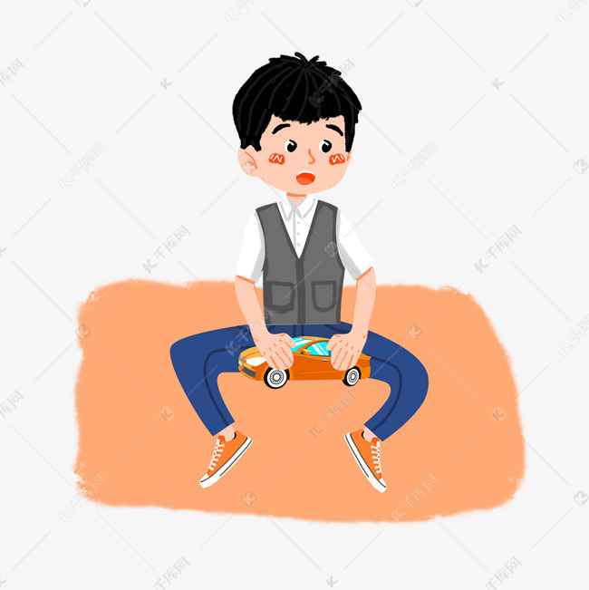 小男孩玩汽车