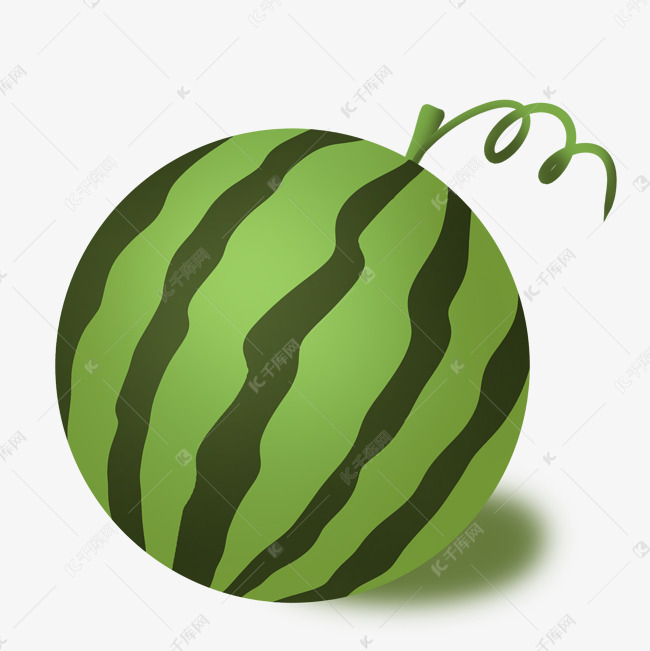 圆形绿色可爱夏季西瓜
