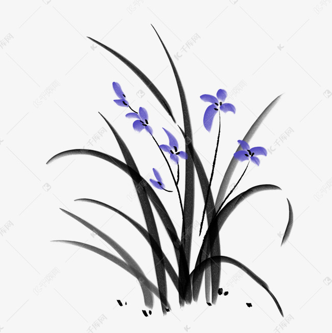 优雅水墨植物兰花
